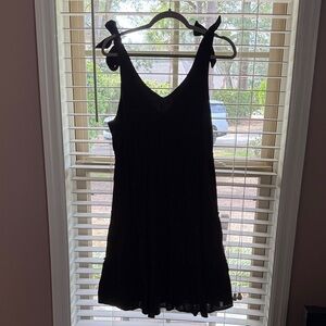 Black Dress with Bow Straps and V-neckline